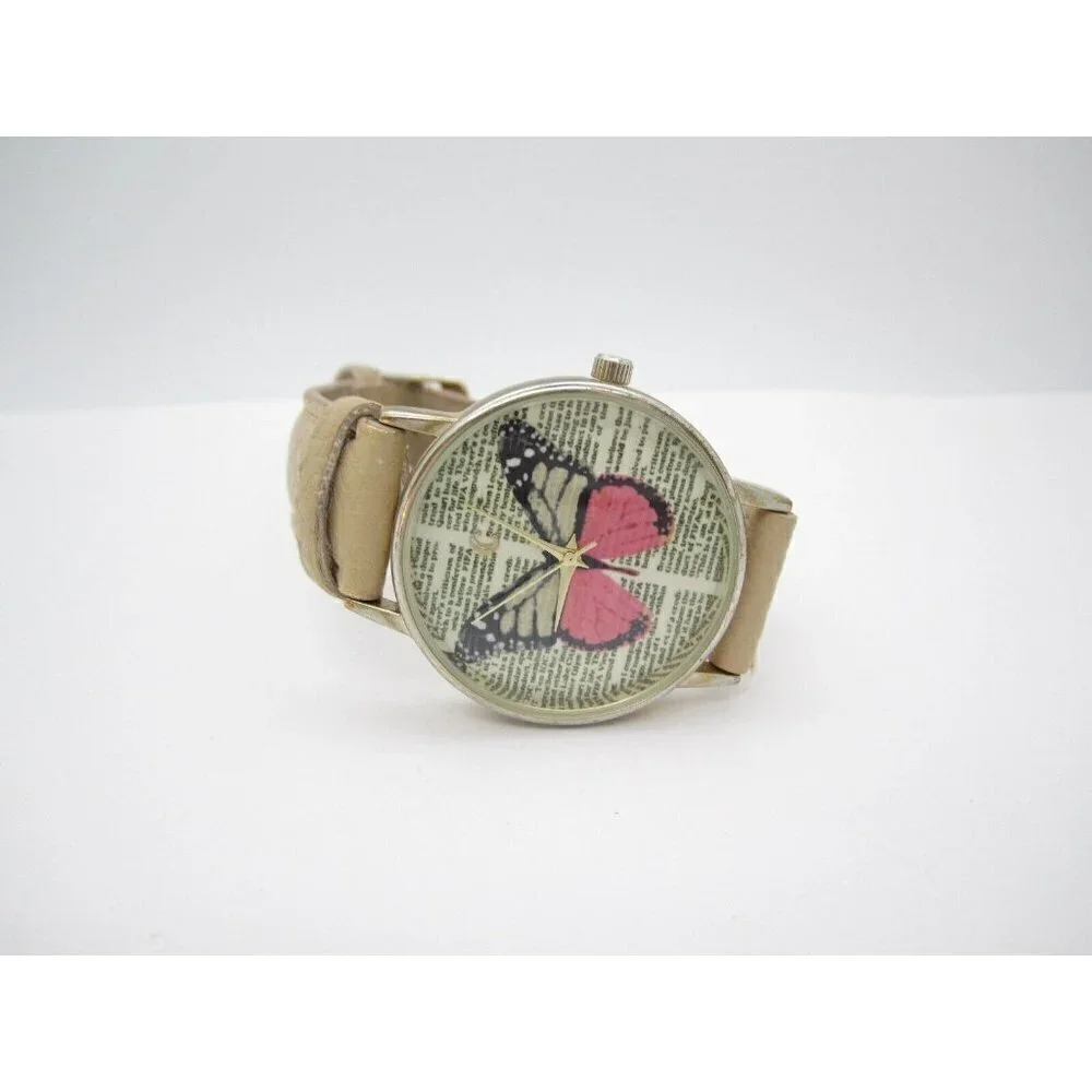 Women Charming Charlie Butterfly Quartz WR Analog 38mm Causal Round Watch (F624)